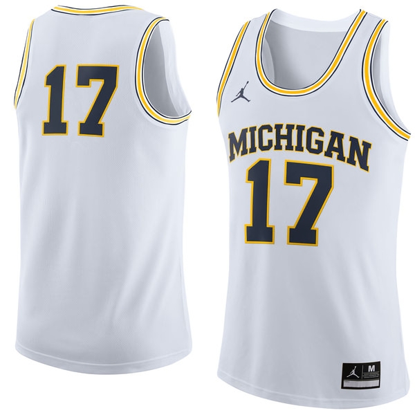 Michigan Wolverines Men's NCAA #17 White College Basketball Jersey WOW3849KT